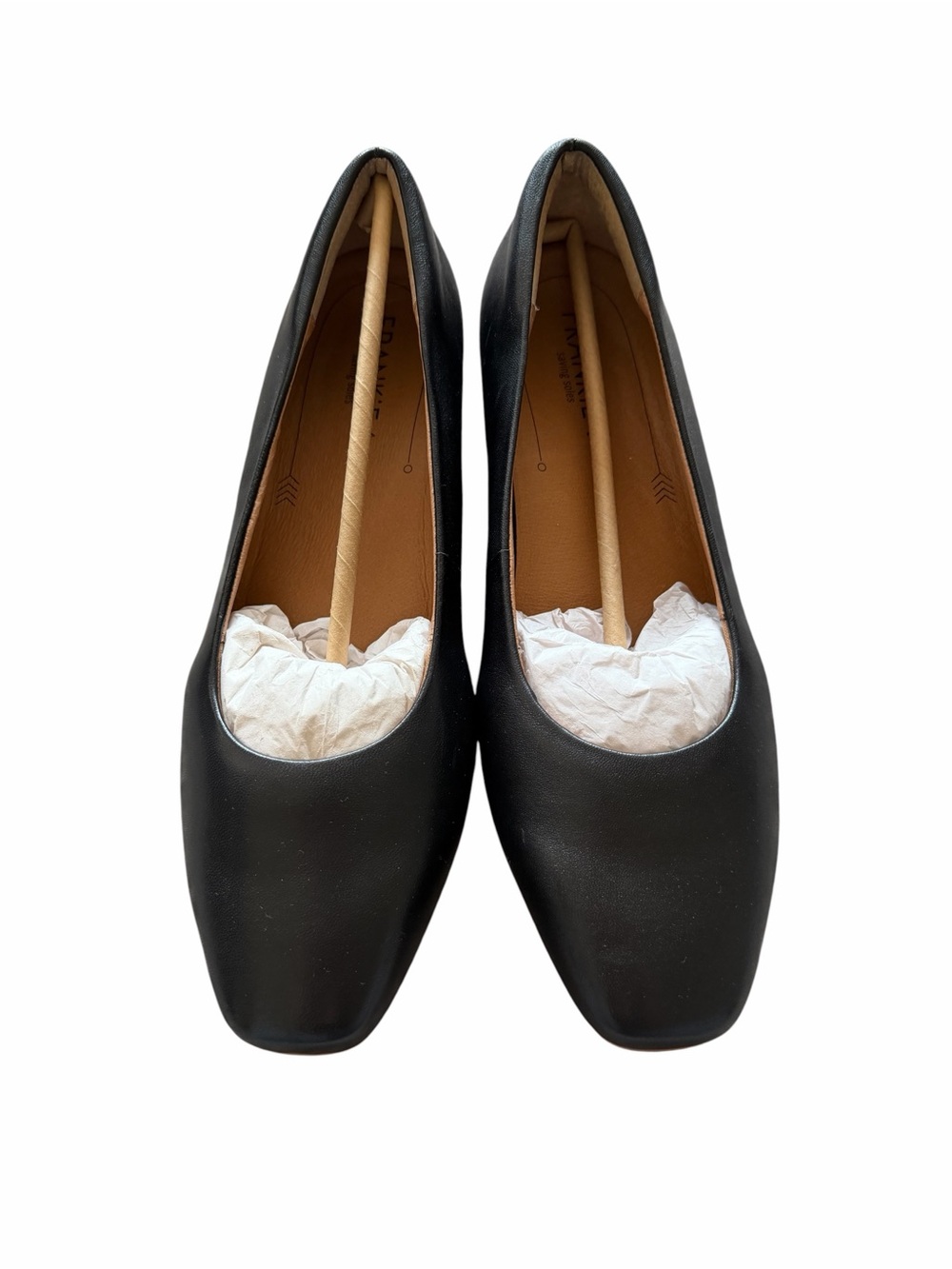 FRANKIE4 Gianna Black Leather Square Toe Ballet Flats Size 11